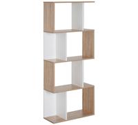 Bibliothèque Étagère Meuble De Rangement Design Contemporain En S 4 Étagères 60l X 24l X 148h Cm Chêne Blanc Blanc
