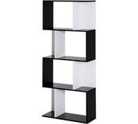Bibliothèque étagère meuble de rangement design contemporain en S 4 étagères 60L x 24l x 148H cm noir blanc Noir G