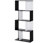 HOMCOM Bibliothèque à 5 Niveaux, Meuble de Rangement en Forme de S avec étagères, étagère de Rangement pour Salon, Chambre Bureau, 60 x 24 x 148 cm, Noir, Blanc