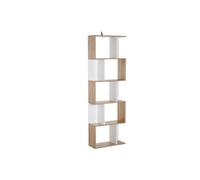 Bibliothèque étagère meuble de rangement design contemporain en S 5 étagères 60L x 24l x 185H cm coloris chêne blanc