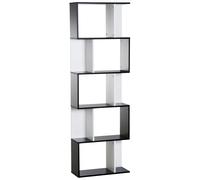 Bibliothèque Étagère Meuble De Rangement Design Contemporain En S 5 Étagères 60l X 24l X 185h Cm Noir Bla Noir