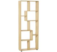 Bibliothèque Étagère Meuble De Rangement Dim. 70l X 24l X 178h Cm En Zigazag Et 8 Espaces En Panneau De Particules Naturel