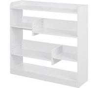 HomCom Bibliothèque étagère 90x24x91 cm 4 niveaux 3 panneaux arrières en particules blanc