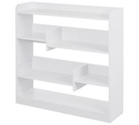 HOMCOM Bibliothèque étagère Meuble de Rangement dim. 90L x 24l x 91H cm 4 Niveaux 3 Panneaux arrières Panneaux de Particules Blanc