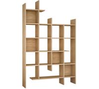 Calicosy Bibliothèque étagère MANCO moderne - Fixation murale 122×188×26 cm - Chêne clair