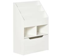 HOMCOM Bibliothèque 3 étagères 2 niches tiroir blanc Dim. 60L x 29,9l x 90H cm