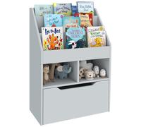 HomCom Bibliothèque étagère multi-rangement - 3 étagères, 2 niches, grand tiroir - MDF gris clair