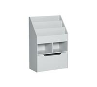 HomCom Bibliothèque étagère multi-rangement - 3 étagères, 2 niches, grand tiroir - MDF gris clair