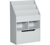HomCom Bibliothèque étagère multi-rangement - 3 étagères, 2 niches, grand tiroir - MDF gris clair