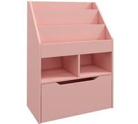 HomCom Bibliothèque étagère multi-rangement – 3 étagères, 2 niches, grand tiroir, bois rose