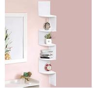 Bibliothèque étagère Murale d'angle - Bakaji - Design Moderne - Effet Bois - 5 étagères - Blanc