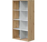 Habitdesign Modèle Noa, Bibliothèque (étagères/cubes de rangement), finition chêne « Nodi » et blanc « Artik », dimensions : 137 x 71,5 x 33 cm (H x l x P).