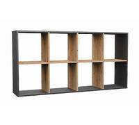 Bibliotheque etagere rangement, bibliothèque meuble de rangement, D : L : 147 cm, H : 75 , P : 30, couleur: Anthracite/Chêne Artisan , étagère cube, etagere cube, meuble cube de rangement