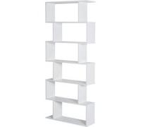 Bibliothèque étagère zig zag design contemporain 80L x 23l x 192H cm 6 niveaux blanc Blanc G