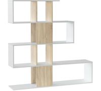 Bibliothèque étagère ZIGZAG - Chêne et blanc - 4 niveaux - Mélamine - 145 x 145 x 28 cm