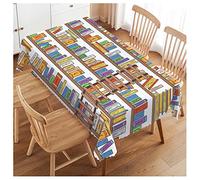 Bibliothèque, Étagères, Livres Et Échelle, Ferme Nappe Style Nappe De Table Rectangulaire Couverture De Table pour Décoration Maison 137X183Cm