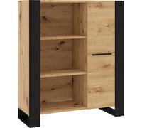 Bibliothèque Étagères Nuka J 90 cm Vitrine Artisan Chêne / Noir