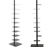 Bibliothèque étroite à 9 niveaux en métal pour petits espaces à monter soi-même, rotation libre sur trois côtés, tour verticale haute et étroite (noir) 40,1 x 40,1 x 175,3 cm (l x L x H)