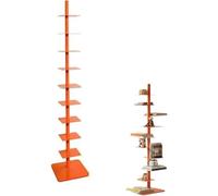 Bibliothèque étroite rotative à 9 niveaux - Économie d'espace - Bibliothèque mince avec assemblage à monter soi-même pour bureau, salon, chambre à coucher (noir)