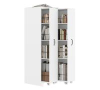 Bibliothèque extensible avec roulettes, 4 étagères, gauche et droite interchangeables, MDF, roulettes pivotantes silencieuses,