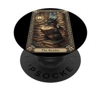 Bibliothèque Fantastique de Tarot The Reader Cute Dragon Book PopSockets PopGrip Adhésif