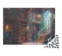 Bibliothèque Fantastique Puzzle 1000 Pièces Papier pour Adultes Étagère Coffret Puzzle 1000 Pièces Détente Cadeau Déco 38x26cm/1000pcs