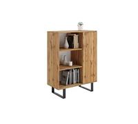 Kobi Meuble buffet FONDI – 1 porte, 3 étagères – chêne wotan – L90xP40xH116cm
