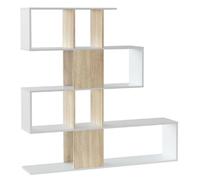 Bibliothèque forme zig zag en bois de chêne coloris blanc - Longueur 145 x Profondeur 29 x Hauteur 145 cm