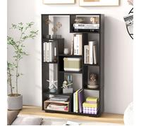 Bibliothèque Géométrique 120 cm COSTWAY, Etagères Ouvertes, Etagère de Rangement Autoportante avec Kits Anti-basculement, Noir