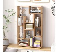 Bibliothèque Géométrique 120 cm COSTWAY Etagères Ouvertes Etagère de Rangement Autoportante avec Kits Anti-basculement Naturel