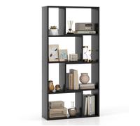 Bibliothèque Géométrique à 4 Niveaux 120cm COSTWAY, Etagères Ouvertes de Rangement en Bois à 8 Cubes pour Salon Chambre Bureau,Noir
