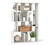 Bibliothèque Géométrique à 6 Cubes COSTWAY, Dos Ouvert, Kits Anti-basculement, Étagère de Rangement de Sol pour Salon Bureau, Blanc