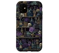 Bibliothèque Gothique Tête de Mort de sorcière Art botanique foncé Coque pour iPhone 11