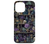 Bibliothèque Gothique Tête de Mort de sorcière Art botanique foncé Coque pour iPhone 13 Pro Max