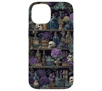 Bibliothèque Gothique Tête de Mort de sorcière Art botanique foncé Coque pour iPhone 14