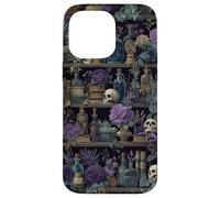 Bibliothèque Gothique Tête de Mort de sorcière Art botanique foncé Coque pour iPhone 14 Pro Max