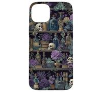 Bibliothèque Gothique Tête de Mort de sorcière Art botanique foncé Coque pour iPhone 15 Plus