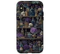 Bibliothèque Gothique Tête de Mort de sorcière Art botanique foncé Coque pour iPhone X/XS