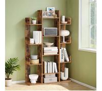 Bibliothèque, Grande Bibliothèque en Forme d’Arbre, Étagère de Rangement, Bibliothèque aux Angles Arrondis, Marron
