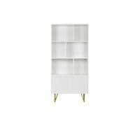 Bibliothèque design gravée blanc mat et métal doré 2 portes L86 cm OZEN