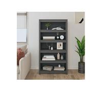 Bibliothèque Armoire à Livres Etagère à Livres sur Pied Meuble de Rangement Bureau Maison Intérieure Gris 80x35x154 cm Bois de Pin Massif