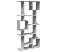 Bibliothèque gris béton 92 x 29 x 188 cm en aggloméré avec 9 compartiments | 9 compartiments ouverts, panneaux de particules résistants à l'humidité, surface lisse, utilisation comme cloison de