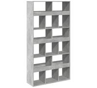 Bibliothèque gris ciment 100 x 33 x 187,5 cm en aggloméré | 15 compartiments, panneaux de particules résistants à l'humidité, utilisation comme séparateur, nettoyage avec un chiffon