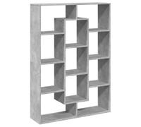 Bibliothèque gris ciment 102 x 29 x 143 cm en aggloméré avec 11 | 11 compartiments ouverts, panneaux de particules résistants à l'humidité, utilisation comme séparateur