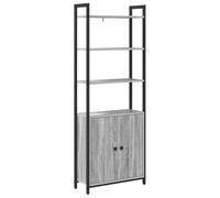 Bibliothèque gris Sonoma 60 x 24 x 161 cm en bois avec acier | Matériau en bois stable, composants en acier, étagères spacieuses, aspect loft urbain, polyvalent