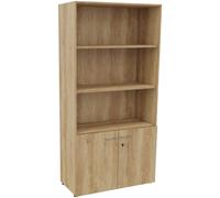 Bibliothèque haute 2 portes basses L.100 x P.48 x H.203 cm - Chêne Nebraska
