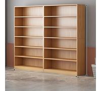 Bibliothèque haute avec panneau arrière, bibliothèque d'angle peu encombrante, grande bibliothèque autoportante pour rangement et présentation, finition bois naturel (A160)