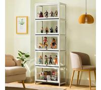 Bibliothèque Haute Avec Vitrine en Verre Acrylique - Support de Rangement à 5 Niveaux pour Statues et Jouets de Collection - 60cm/23.6in
