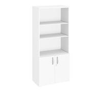 Bibliothèque haute bois avec portes basses H 182 x L 80 cm Excellens / Arko blanche - Bibliothèques - Bruneau