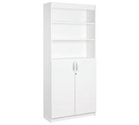 Bibliothèque haute de bureau blanc H 200 - blocs tiroirs et portes battantes en option